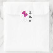 Cute Butterfly Violin Ronde Sticker (Tas)