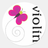Cute Butterfly Violin Ronde Sticker (Voorkant)
