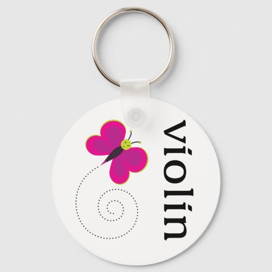 Cute Butterfly Violin Sleutelhanger (Voorkant)