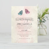 Cute Butterfly Wedding Invitations Kaart (Staand voorkant)