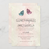 Cute Butterfly Wedding Invitations Kaart (Voorkant / Achterkant)