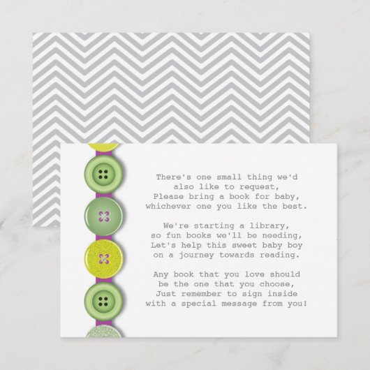 Cute Button Baby shower Insteekkaart Informatiekaartje (Voorkant / Achterkant)