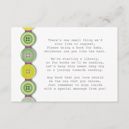 Cute Button Baby shower Insteekkaart Informatiekaartje (Voorkant)