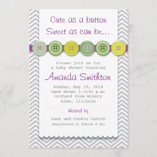 Cute Button Baby shower Invitation Kaart