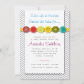 Cute Button Baby shower Invitation Kaart (Voorkant)