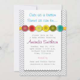 Cute Button Baby shower Invitation Kaart