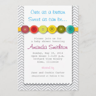 Cute Button Baby shower Invitation Kaart