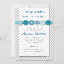 Cute Button Baby shower Invitation Kaart
