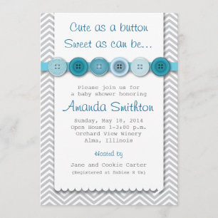 Cute Button Baby shower Invitation Kaart