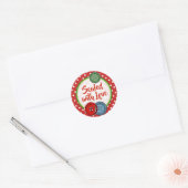 Cute Button Polka Dotsealed with love Kerstmis Ronde Sticker (Envelop)