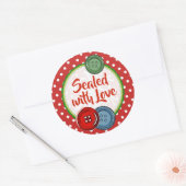 Cute Button Polka Dotsealed with love Kerstmis Ronde Sticker (Envelop)