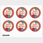 Cute Button Polka Dotsealed with love Kerstmis Ronde Sticker (Vel)