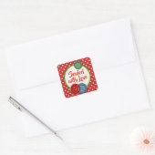 Cute Button Polka Dotsealed with love Kerstmis Vierkante Sticker (Envelop)
