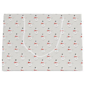 Cute Button Snowmen Grey Paper Gift Bag Groot Cadeauzakje (Voorkant)