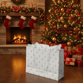 Cute Button Snowmen Grey Paper Gift Bag Groot Cadeauzakje