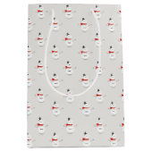 Cute Button Snowmen Grey Paper Gift Bag Medium Cadeauzakje (Voorkant)