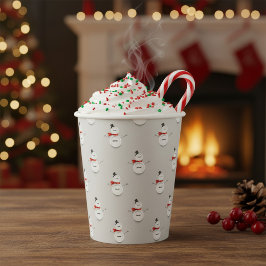 Cute Button Snowmen Grey Papieren Bekers