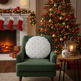 Cute Button Snowmen Grey Rond Kussen