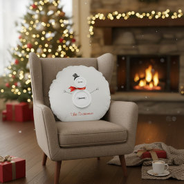 Cute Button Snowmen Grey Rond Kussen