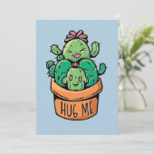 Cute Cacti Hug Save The Date (Staand voorkant)