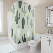 Cute cacti naadloos patroon, achtergrond met hand douchegordijn (In situ)