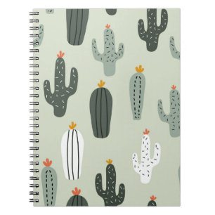 Cute cacti naadloos patroon, achtergrond met hand notitieboek