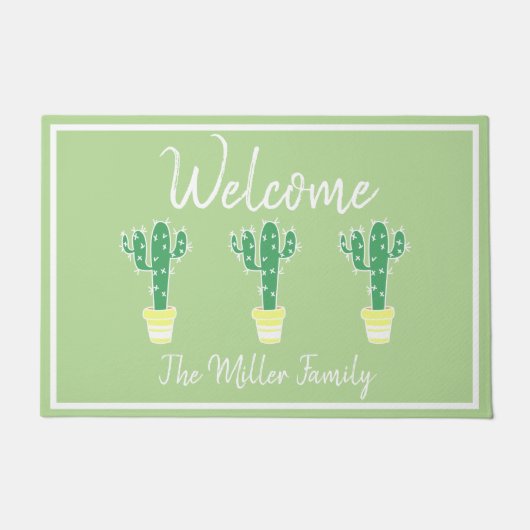 Cute Cacti Potted Cactus - Gepersonaliseerd Deurmat (Voorkant)