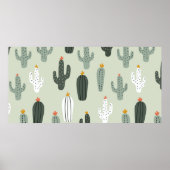 Cute cacti seamless pattern,background with hand d poster (Voorkant)