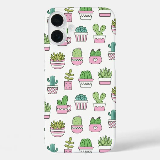 Cute Cacti Succulents Planten Doodles Pattern Case-Mate iPhone Case (Achterkant)