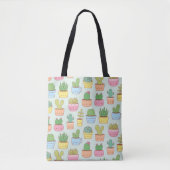 Cute Cacti Succulents Planten Doodles Pattern Tote Bag (Voorkant)