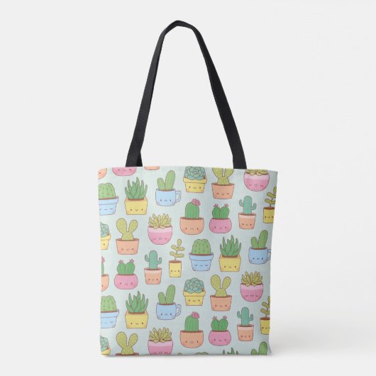 Cute Cacti Succulents Planten Doodles Pattern Tote Bag (Achterkant)
