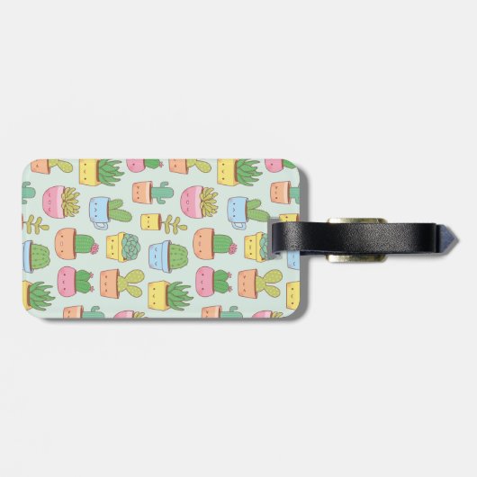 Cute Cacti Succulents Planten Pattern Personalized Bagagelabel (Achterkant horizontaal)