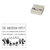 Cute Cactus | Aangepast familienaam en retouradres Rubberstempel (Gestempeld)