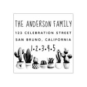 Cute Cactus | Aangepast familienaam en retouradres Rubberstempel (Afrduk)