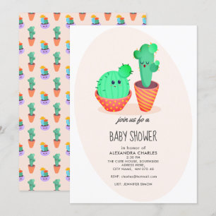 Cute Cactus Baby shower Kaart