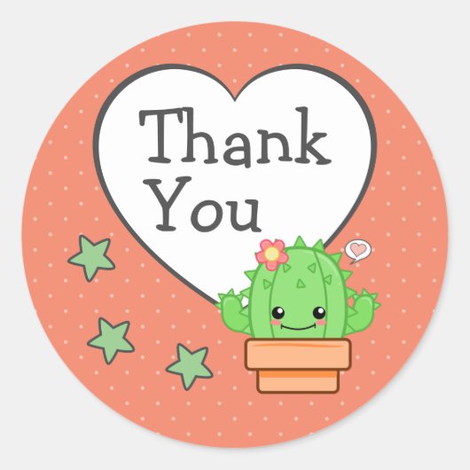Cute Cactus Bedankt Ronde Sticker (Voorkant)