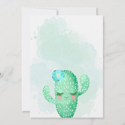 Cute Cactus Birthday Invitation Kaart (Achterkant)