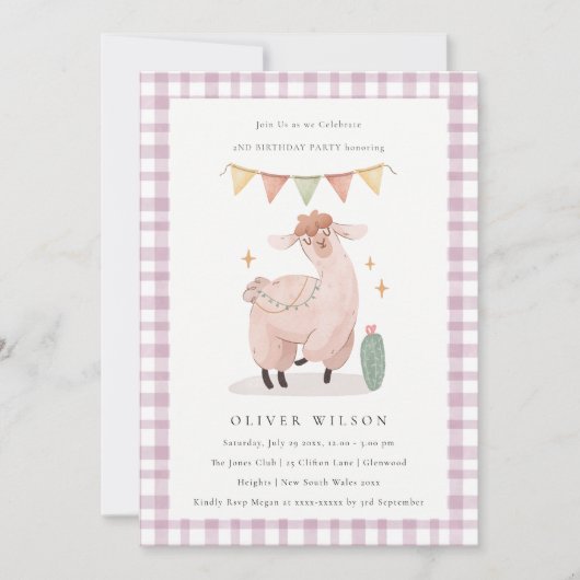 Cute Cactus Boho Llama Elke zondag nodigt uit Bedankkaart (Voorkant)