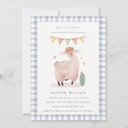 Cute Cactus Boho Llama Elke zondag nodigt uit Bedankkaart (Voorkant)