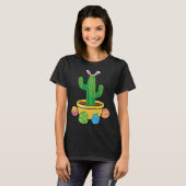 Cute Cactus Bunny Hunt Egg Happy Easter Day Men Wo T-shirt (Voorkant volledig)