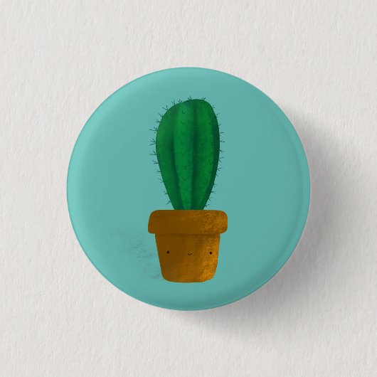 Cute cactus button pin badge hand drawn (Voorkant)