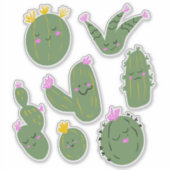 Cute Cactus Cacti Illustration Set Sticker (Voorkant)