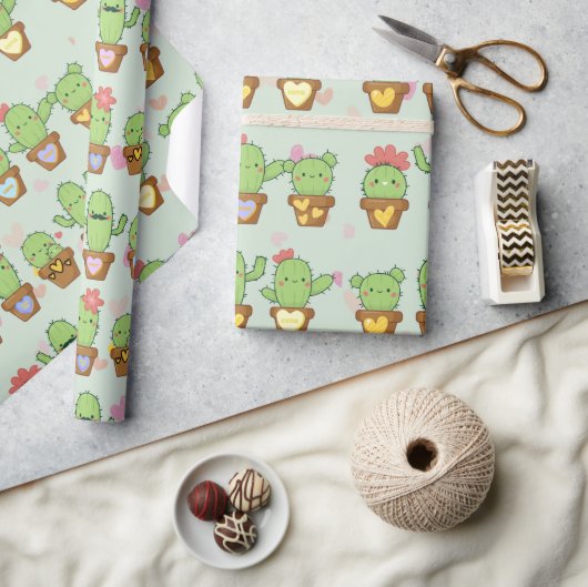Cute Cactus Cadeaupapier (Crafts)