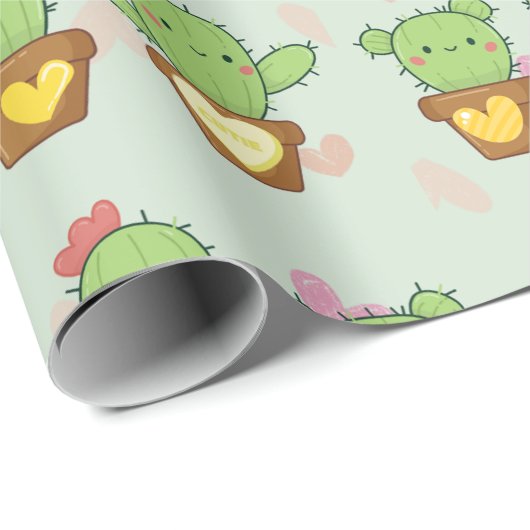 Cute Cactus Cadeaupapier (Rol Hoek)