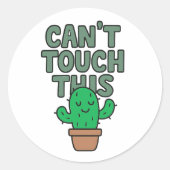 Cute Cactus “Can’t Touch This” Ronde Sticker (Voorkant)