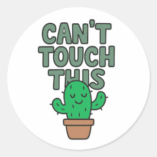 Cute Cactus “Can’t Touch This” Ronde Sticker