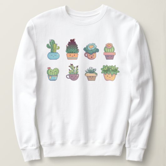 Cute Cactus Collector Kawaii Succulent Lover Trui (Design voorkant)