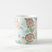 Cute Cactus Coral Mint Monogram Patroon Koffiemok (Center)