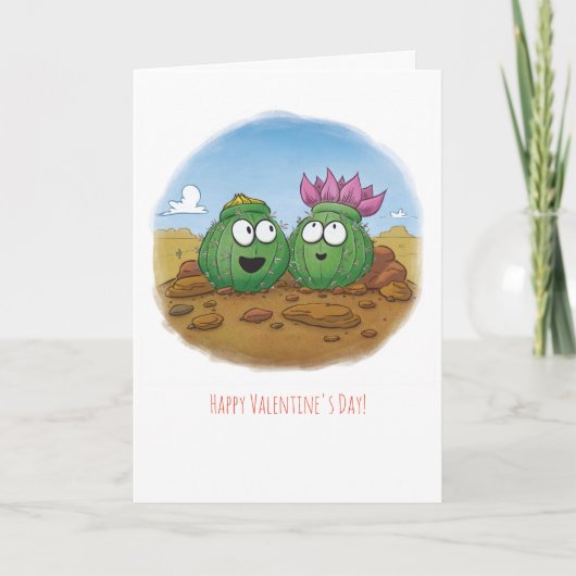 Cute Cactus Desert Bloom Valentijnsdag Kaart (Voorkant)