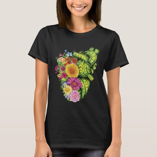 Cute Cactus Desert Flower Heart Cacti Succulents P T-shirt (Voorkant)